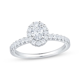 Oval-Cut Diamond Halo Engagement Ring 3/4 ct tw 14K White Gold