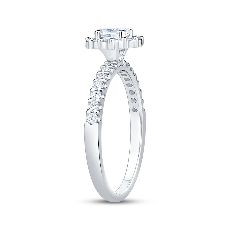 Main Image 2 of Oval-Cut Diamond Halo Engagement Ring 3/4 ct tw 14K White Gold