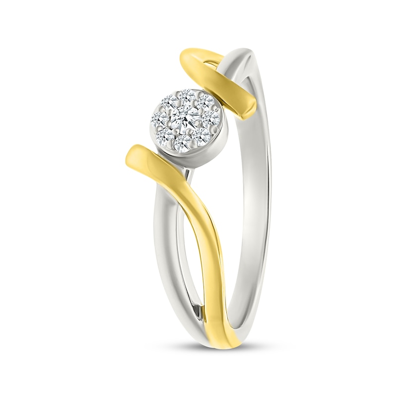 Diamond Bypass Promise Ring 1/10 ct tw Sterling Silver & 10K Yellow Gold