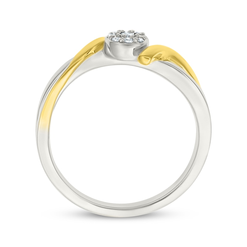 Diamond Bypass Promise Ring 1/10 ct tw Sterling Silver & 10K Yellow Gold