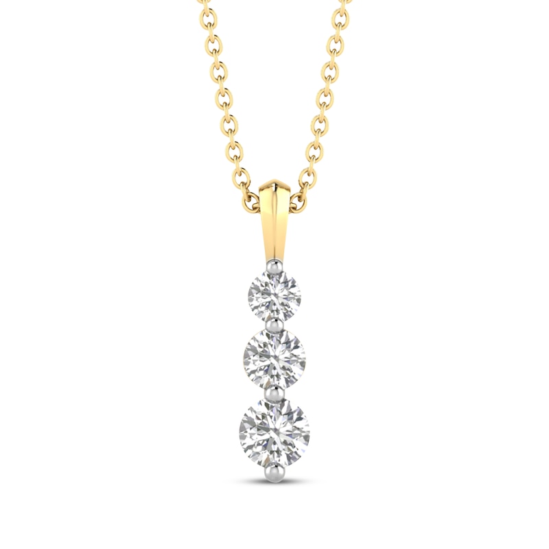 Main Image 1 of Memories, Moments, Magic Diamond Three-Stone Necklace 1/2 ct tw 10K Yellow Gold 18&quot;