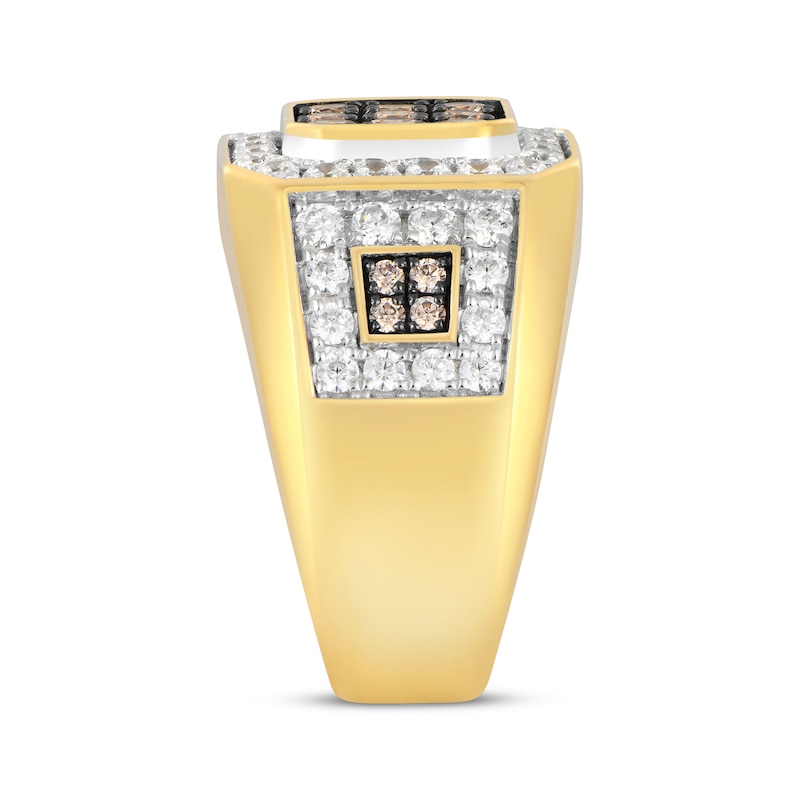 Main Image 2 of Men's Champagne & White Diamond Octagon Ring 2 ct tw 10K Yellow Gold