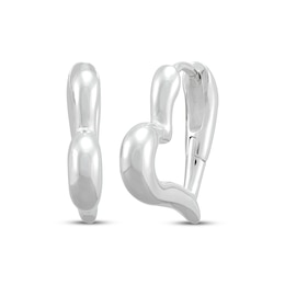 Puff Heart Tube Hoop Earrings Sterling Silver