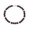 Thumbnail Image 2 of Men's Garnet Bead Bracelet 10K Yellow Gold 8.5&quot;