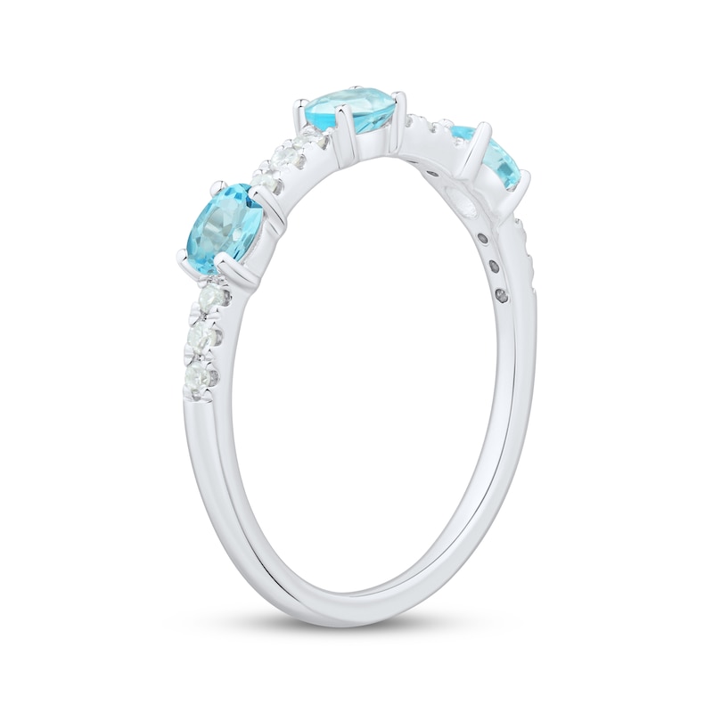 Main Image 2 of Oval-Cut Swiss Blue Topaz & Diamond Ring 1/10 ct tw Sterling Silver