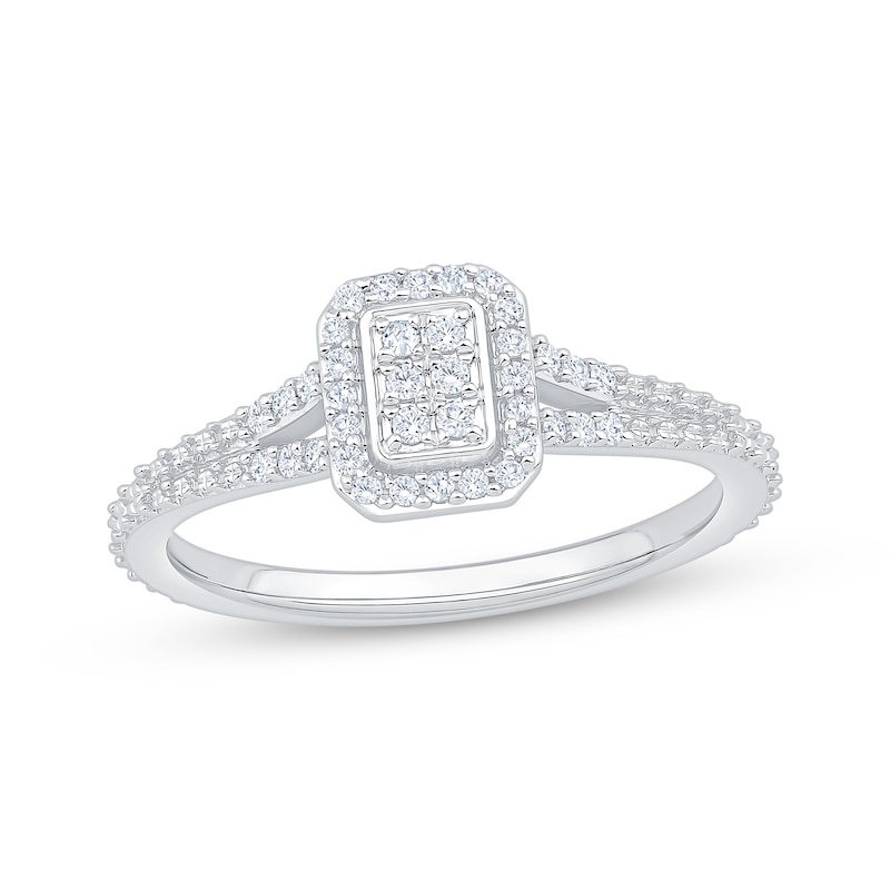 Main Image 1 of Diamond Cushion Halo Promise Ring 1/5 ct tw 10K White Gold