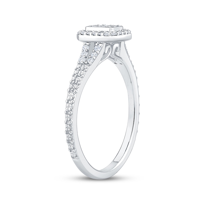 Main Image 2 of Diamond Cushion Halo Promise Ring 1/5 ct tw 10K White Gold