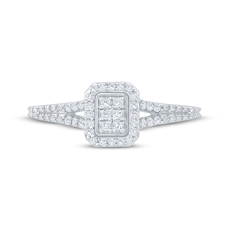 Main Image 3 of Diamond Cushion Halo Promise Ring 1/5 ct tw 10K White Gold