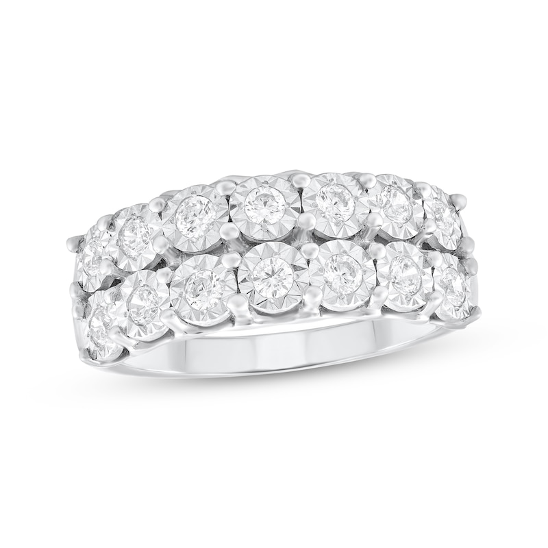 Main Image 1 of Diamond Two-Row Anniversary Ring 1/2 ct tw 14K White Gold