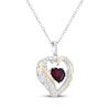 Thumbnail Image 2 of Heart-Shaped Lab-Created Ruby & White Lab-Created Sapphire Heart Necklace Sterling Silver & 10K Yellow Gold 18&quot;