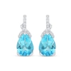 Thumbnail Image 2 of Pear-Shaped Swiss Blue Topaz & White Lab-Created Sapphire Drop Earrings Sterling Silver