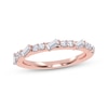 Thumbnail Image 1 of Tilted Baguette & Round-Cut Alternating Diamond Anniversary Ring 1/3 ct tw 14K Rose Gold