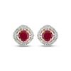 Thumbnail Image 2 of Natural Ruby & Diamond Halo Stud Earrings 1/8 ct tw 14K Yellow Gold