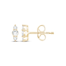 Lab-Grown Diamonds by KAY Three-Stone Vertical Stud Earrings 1/5 ct tw 14K Yellow Gold