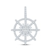 Thumbnail Image 1 of Men's Baguette & Round-Cut Diamond Ship Wheel Charm 1 ct tw 10K White Gold