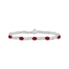 Thumbnail Image 1 of Oval-Cut Lab-Created Ruby & White Lab-Created Sapphire Infinity Link Bracelet Sterling Silver 7.5&quot;