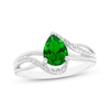 Thumbnail Image 3 of Pear-Shaped Lab-Created Emerald & White Lab-Created Sapphire Gift Set Sterling Silver