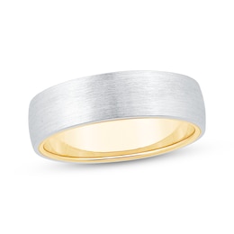 Men's Brushed Wedding Band 10K Two-Tone Gold 6mm