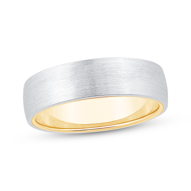 Main Image 1 of Men's Brushed Wedding Band 10K Two-Tone Gold 6mm