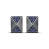 Thumbnail Image 2 of Men's Blue Lab-Created Sapphire Rectangle Stud Earrings Antique Finished Sterling Silver