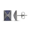 Thumbnail Image 3 of Men's Blue Lab-Created Sapphire Rectangle Stud Earrings Antique Finished Sterling Silver