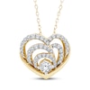 Thumbnail Image 1 of Diamond Layered Heart Necklace 1/2 ct tw 10K Yellow Gold 17&quot;