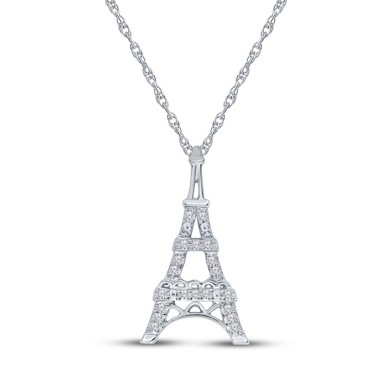 Main Image 1 of Diamond Eiffel Tower Necklace 1/10 ct tw Sterling Silver 18&quot;