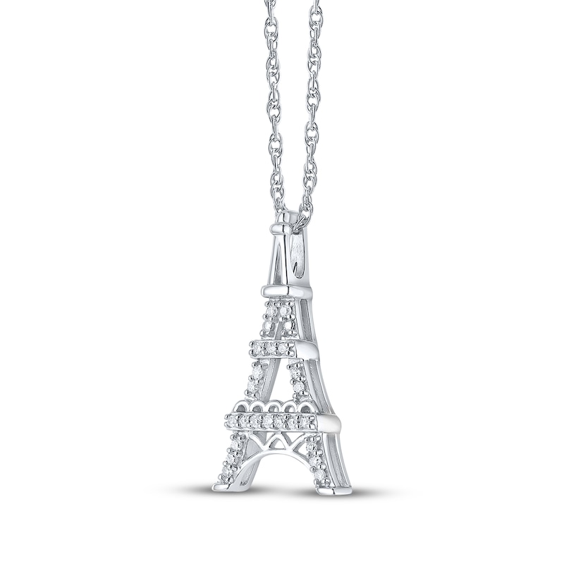 Main Image 2 of Diamond Eiffel Tower Necklace 1/10 ct tw Sterling Silver 18&quot;