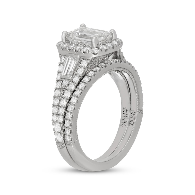 Main Image 2 of Neil Lane Artistry Emerald-Cut Lab-Grown Diamond Halo Bridal Set 2-5/8 ct tw 14K White Gold