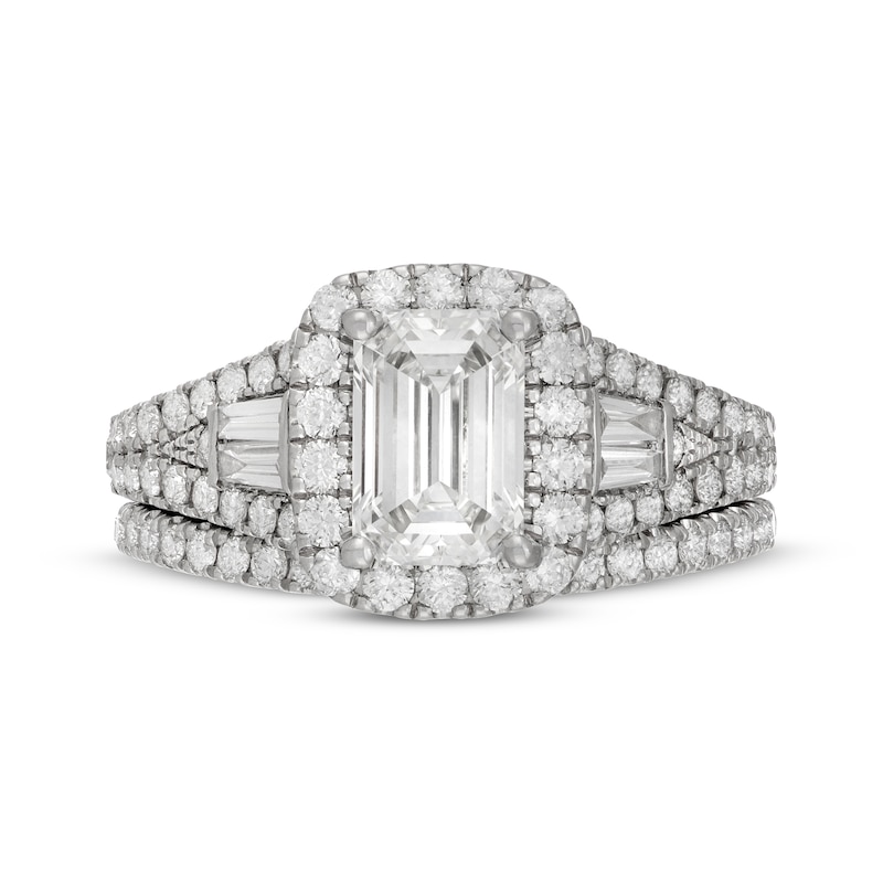 Main Image 3 of Neil Lane Artistry Emerald-Cut Lab-Grown Diamond Halo Bridal Set 2-5/8 ct tw 14K White Gold