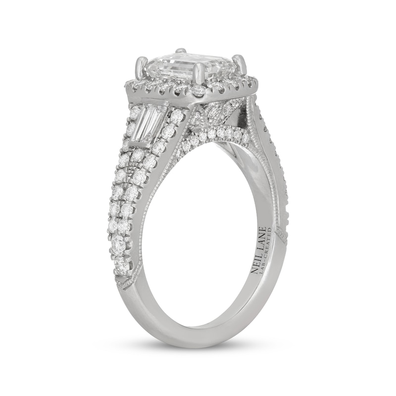 Main Image 2 of Neil Lane Artistry Emerald-Cut Lab-Grown Diamond Engagement Ring 2-1/2 ct tw 14K White Gold