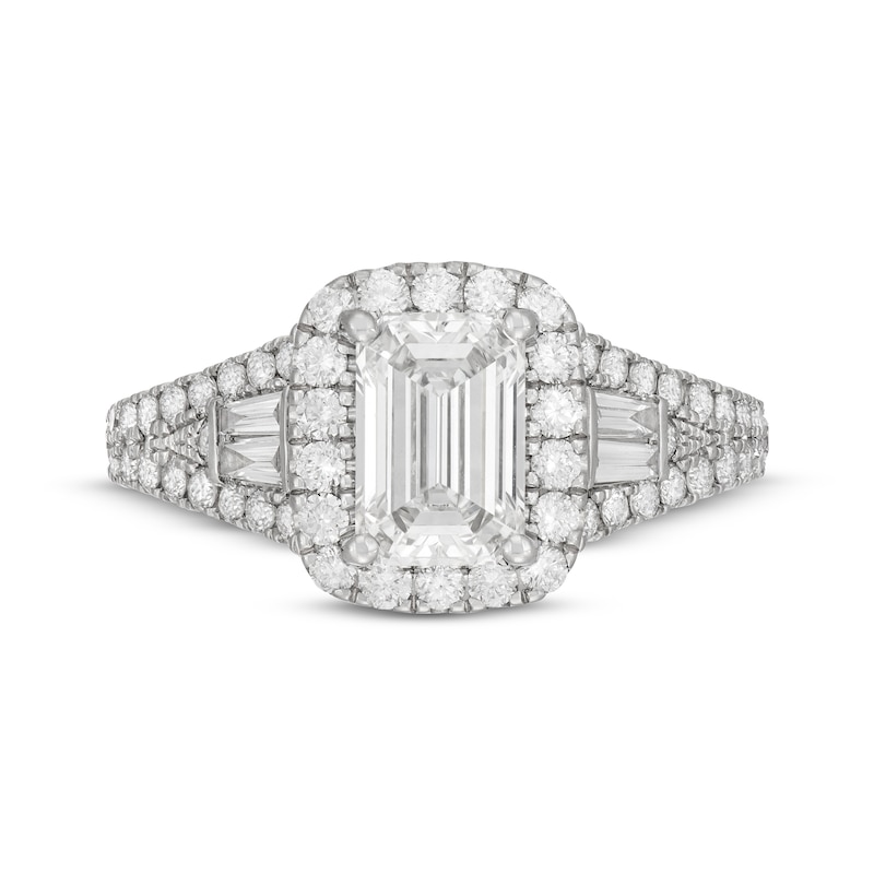 Main Image 3 of Neil Lane Artistry Emerald-Cut Lab-Grown Diamond Engagement Ring 2-1/2 ct tw 14K White Gold