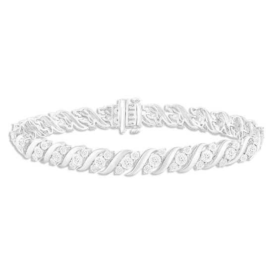 Diamond Swirl Bracelet 1 ct tw Sterling Silver 7.25"