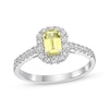 Thumbnail Image 0 of Gems of Serenity Emerald-Cut Yellow & White Lab-Created Sapphire Ring Sterling Silver