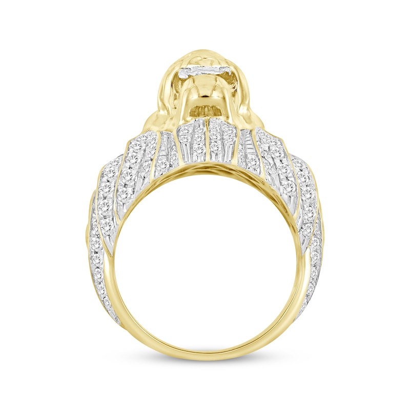 Main Image 3 of Men's Diamond & Lab-Created Ruby Lion Head Ring 2-1/2 ct tw 10K Yellow Gold