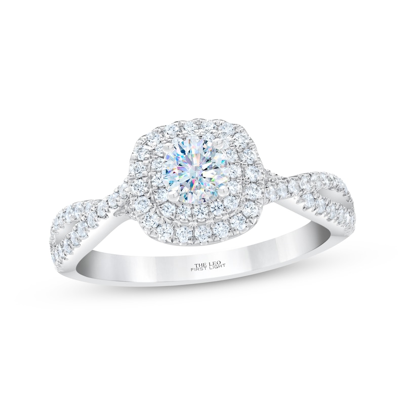 Main Image 1 of THE LEO First Light Diamond Round-Cut Double Frame Engagement Ring 3/4 ct tw 14K White Gold