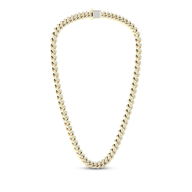 Main Image 2 of Men's Diamond Curb Chain Necklace 3-1/4 ct tw 10K Yellow Gold 20&quot;