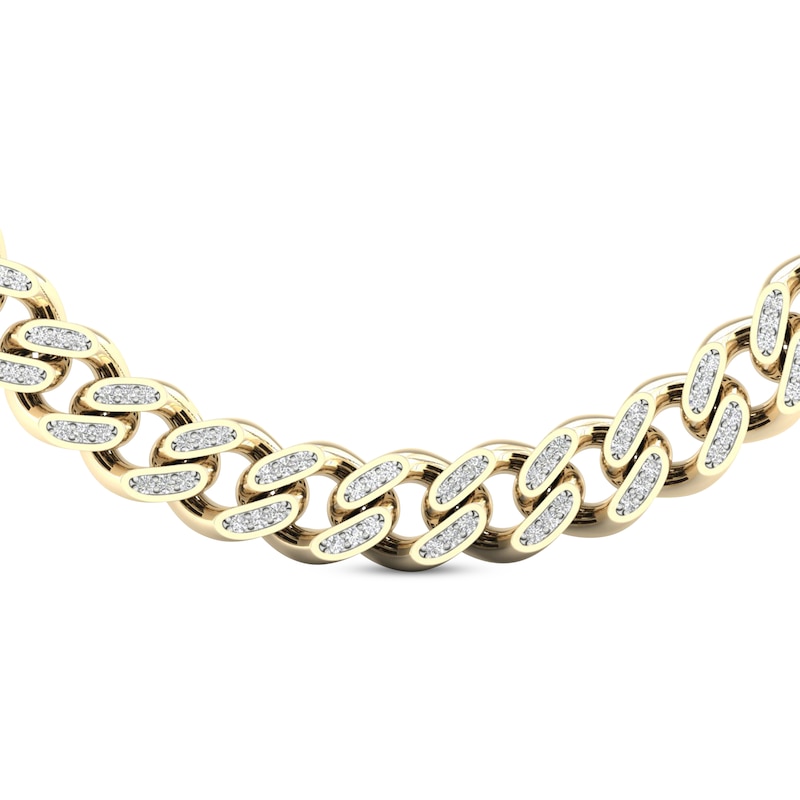 Main Image 3 of Men's Diamond Curb Chain Necklace 3-1/4 ct tw 10K Yellow Gold 20&quot;