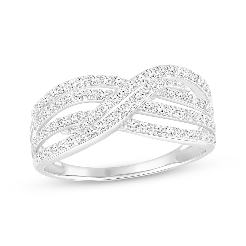 Diamond Crossover Multi-Row Ring 1/2 ct tw 10K White Gold | Kay Outlet