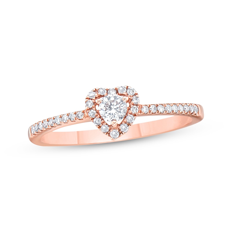 Main Image 1 of Diamond Heart Ring 1/4 ct tw 10K Rose Gold