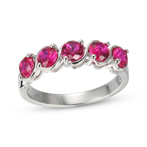 Lab-Created Ruby S-Curve Ring Sterling Silver