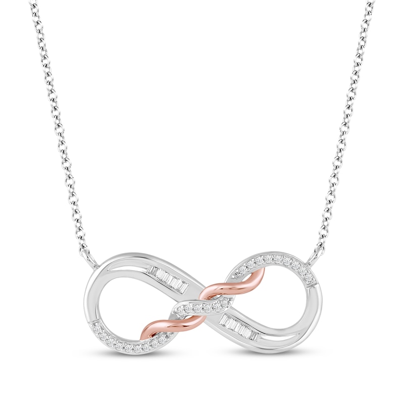 Main Image 1 of Hallmark Diamonds Infinity Necklace 1/10 ct tw Sterling Silver & 10K Rose Gold 18&quot;