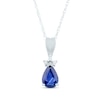 Thumbnail Image 1 of Pear-Shaped Blue Sapphire & Diamond Accent Necklace 10K White Gold 18&quot;