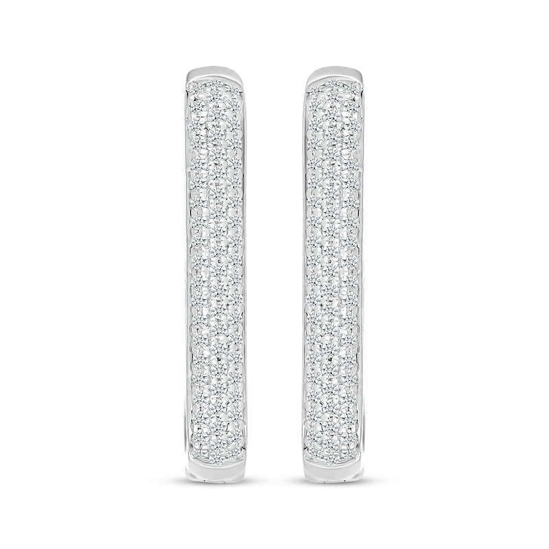 Main Image 2 of Diamond Angled Hoop Earrings 1/2 ct tw Sterling Silver