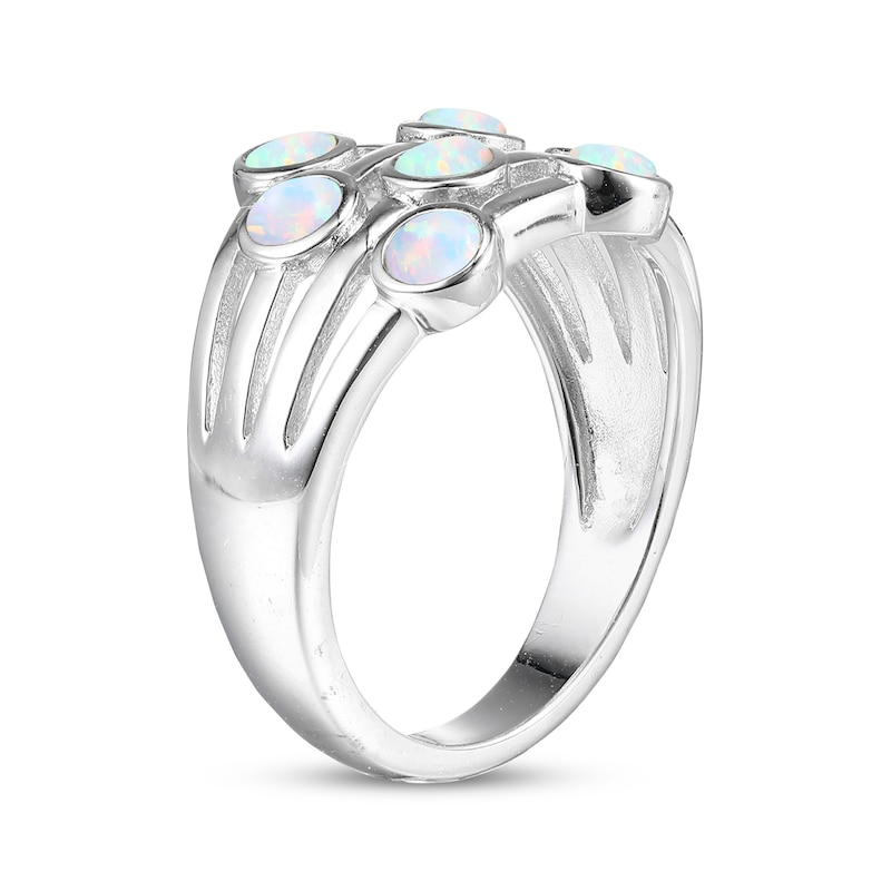 Main Image 2 of Lab-Created Opal Four-Row Ring Sterling Silver