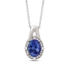 Thumbnail Image 0 of Le Vian Oval-Cut Tanzanite Halo Necklace 1/10 ct tw 14K Vanilla Gold 18.19"