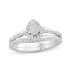 Thumbnail Image 1 of Pear-Shaped Multi-Diamond Center & Pink Sapphire Bridal Set 1/4 ct tw 10K White Gold