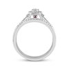 Thumbnail Image 3 of Pear-Shaped Multi-Diamond Center & Pink Sapphire Bridal Set 1/4 ct tw 10K White Gold