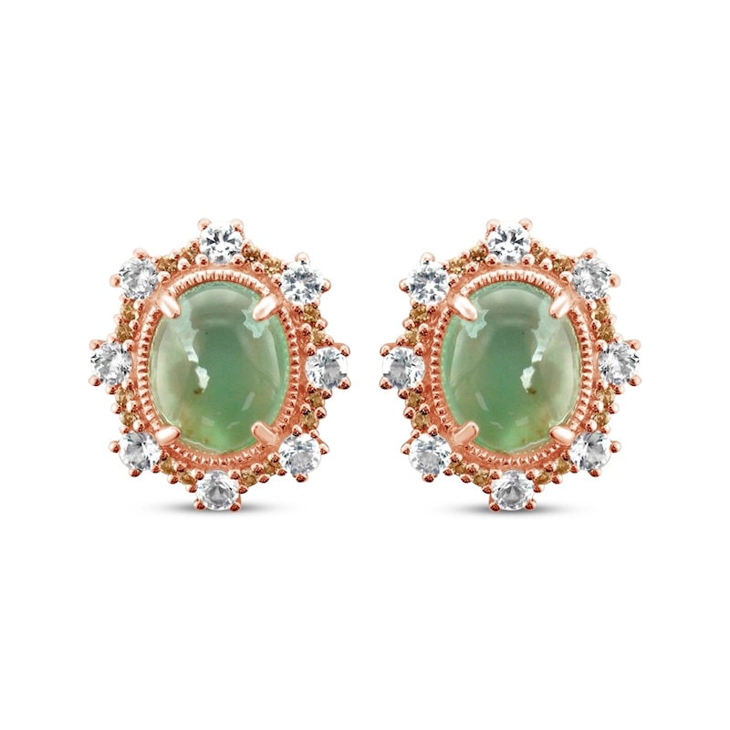 Main Image 1 of Le Vian Oval-Cut Aquaprase, White Topaz & Chocolate Quartz Earrings 14K Rose Gold