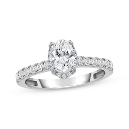 Lab-Grown Diamonds by KAY Oval-Cut Halo Engagement Ring 1-1/2 ct tw 14K White Gold